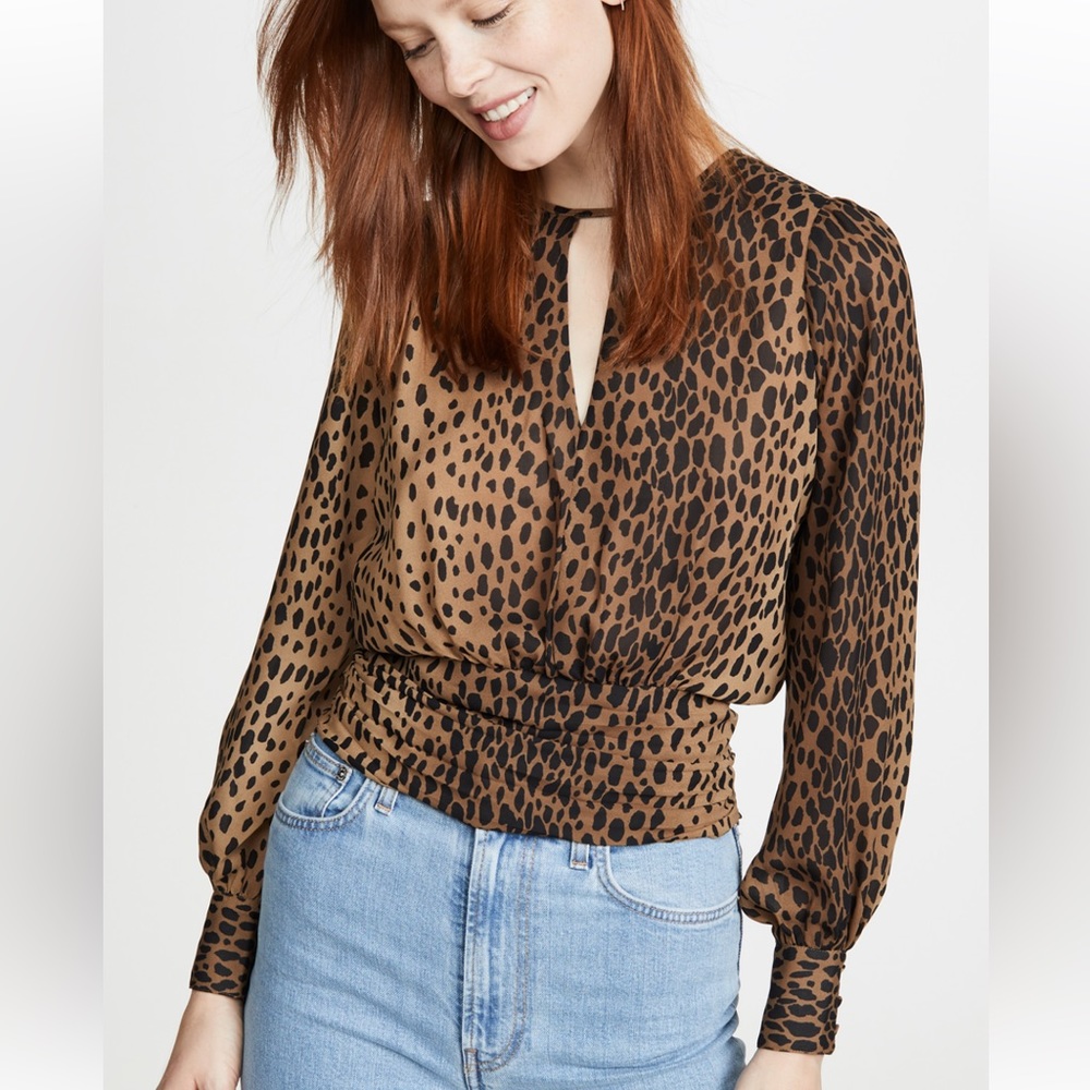 Good American Leopard Keyhole Blouse